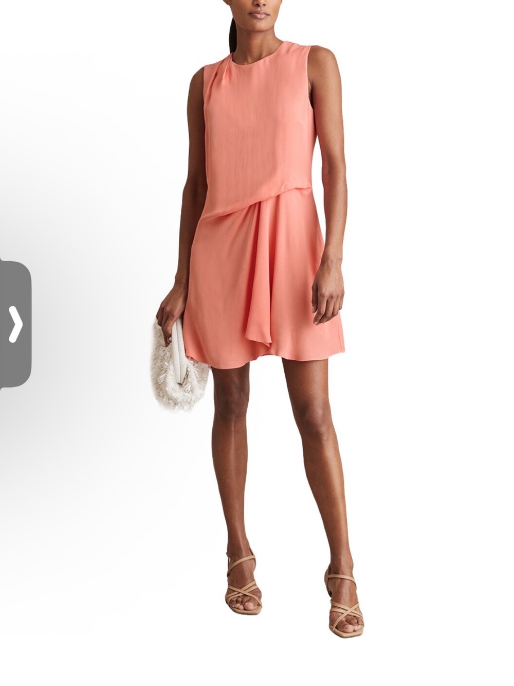 Reiss Coral Sleeveless Draped Mini Dress
